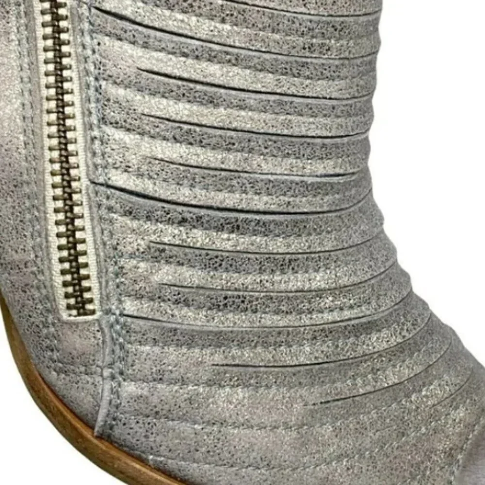 Paul Green Willow Metallic Gray Leather Peep Toe Slingback Shoes Size 8  UK 5.5
